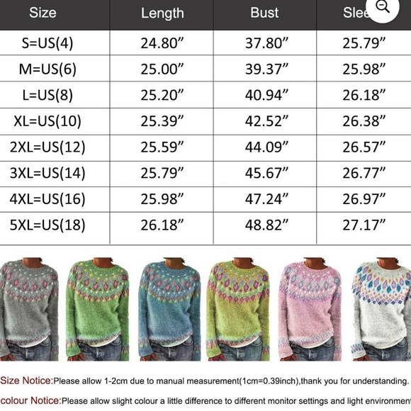 Women’s Fair Isle Sweater Casual Loose Warm Knitted Pullover Boatneck - Picture 8 of 9